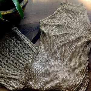 Gorgeous Metallic Crochet Dress-M
